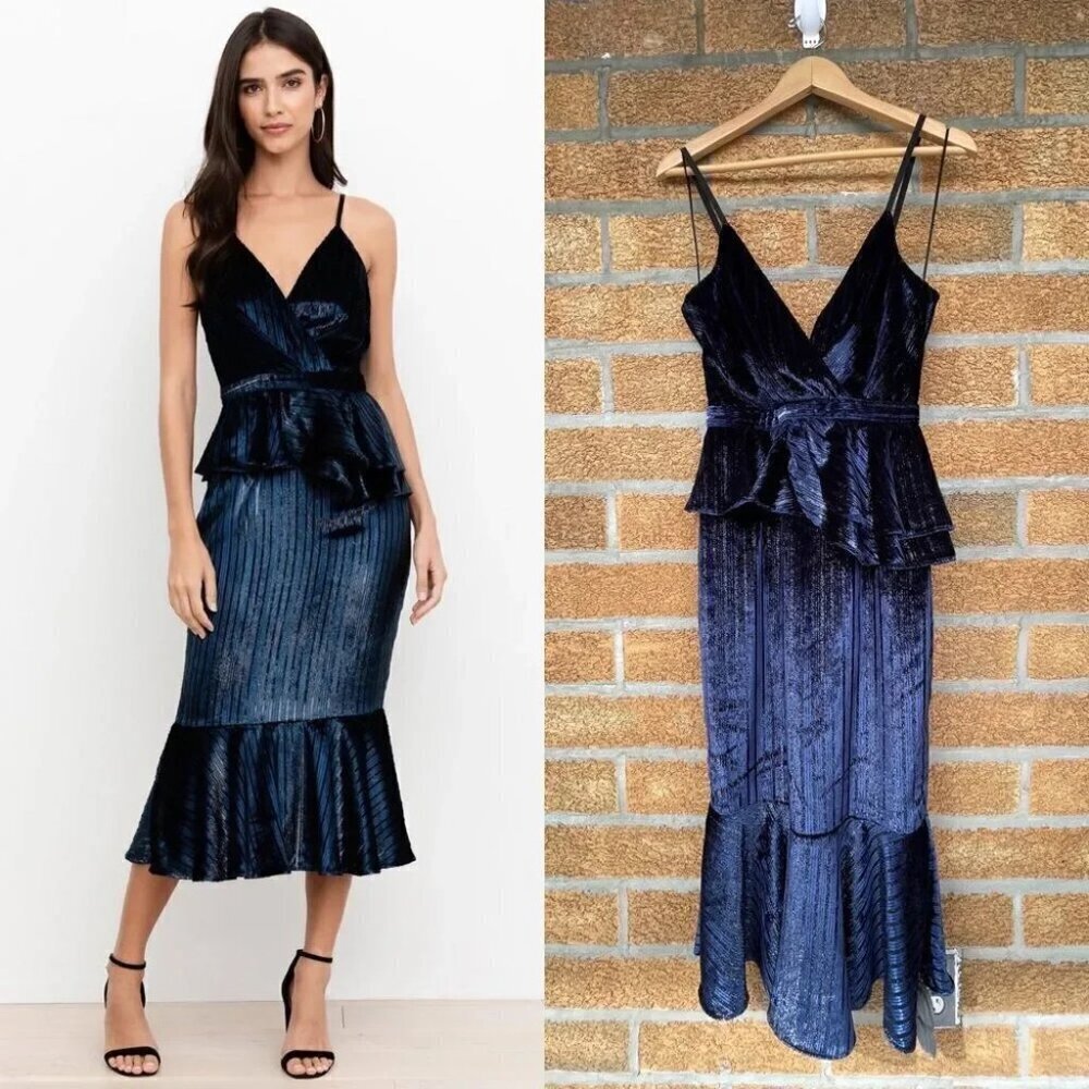 YUMI KIM DYNASTY VELVET DRESS MIDNIGHT TWINKLE XS